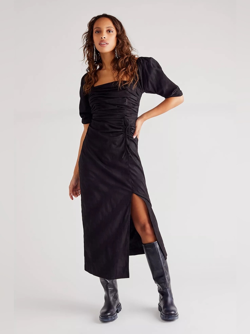 FREE PEOPLE looking stunning black midi dress medium